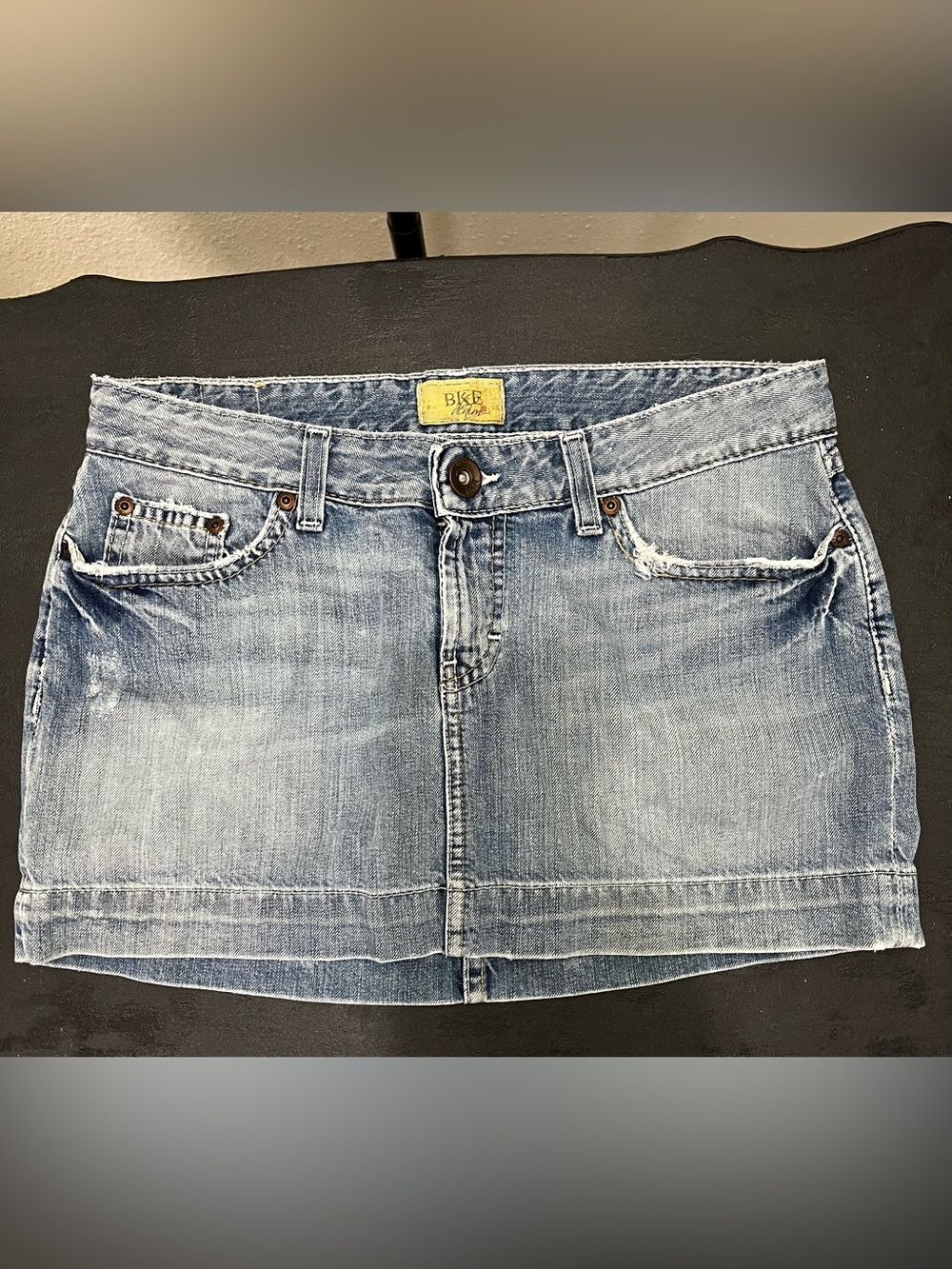 BKE Light Blue Washed Denim Mini Skirt